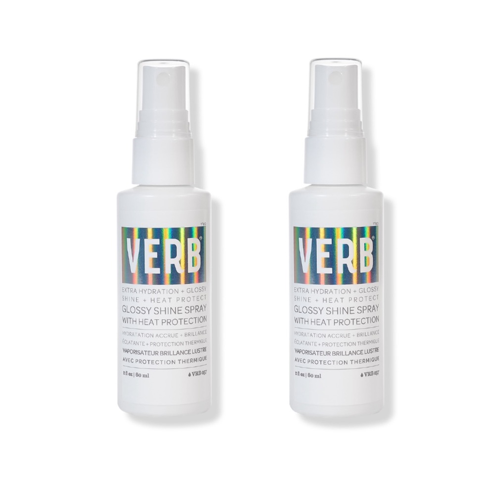 NEW 2x Verb Glossy Shine Spray with Heat Protection Travel